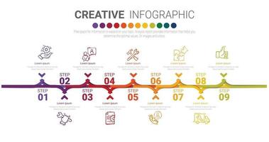 Abstract infographics number options template with 9 steps. vector