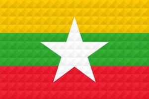 Artistic flag of Myanmar with geometric wave concept art design vector