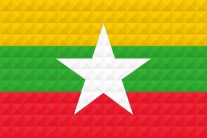 Artistic flag of Myanmar with geometric wave concept art design vector