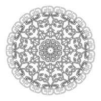 mandala blanco y negro con estampado de flores. página para colorear. vector