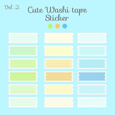 cute washi tape stickers with a large collection of colors that can be printed and sold. vector illustration