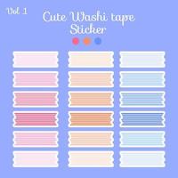 washi tape sticker with cute colorful paper collection with dot and line motif for simple journal decoration. printable stickers vector