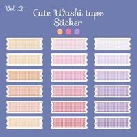 washi tape sticker with cute colorful paper collection with dot and line motif for simple journal decoration. printable stickers vector