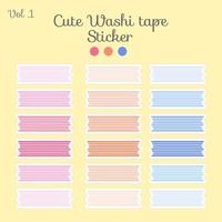 cute washi tape stickers with a large collection of colors that can be printed and sold. vector illustration