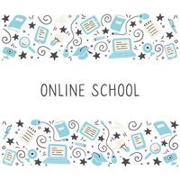 Hand drawn set of online education elements. Vector illustration.