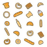 Hand drawn set of bakery and baking elements. Vector illustration.