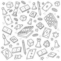 Hand drawn set of board game element vector