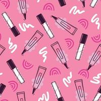 Hand drawn seamless pattern of makeup vector