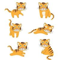 A group of cute orange tigers vector