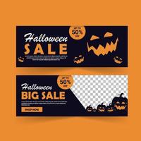 Happy Halloween sale vector banner.