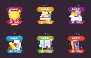 Back to School Icon Badge Set vector