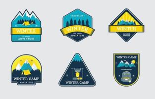 Winter Camp Festival Badge Set vector