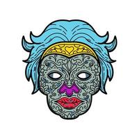 female skull candy head mono line art vector