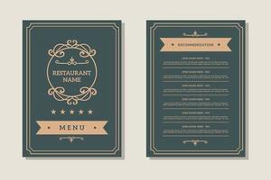 simple restaurant menu vector design template with ornament