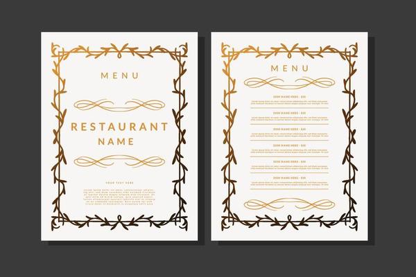 simple restaurant menu with floral border vector design template. floral border
