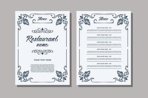 restaurant menu design with classic vintage ornate design vector
