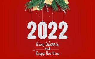 merry christmas and happy new year on red background. vector