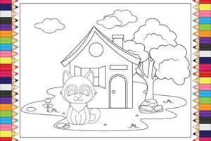 coloring animal cartoon for kids vector