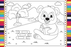 coloring panda animal cartoon for kids vector