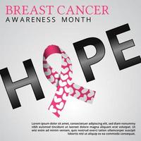 Hope in breast cancer awareness month background with pink satin ribbon vector