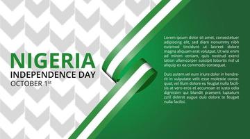 Nigeria independence day background with flag ribbon vector