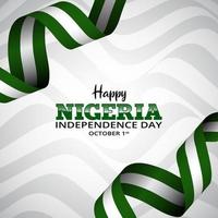 Nigeria independence day background with waving flag ribbon and pattern vector