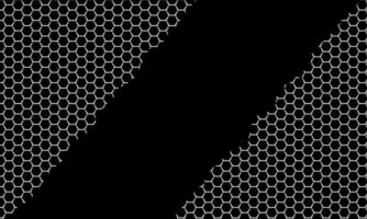 Malla hexagonal rasgada de metal abstracto en diseño negro fondo de vector de tecnología futurista de lujo moderno