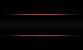 Abstract red light neon on grey metallic blakc hexagon mesh design modern luxury futuristic technology vector background
