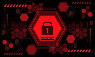 Red computer security display screen hexagon geometric black design modern futuristic technology vector background