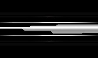 Circuito plateado abstracto geométrico cibernético sobre fondo de vector de tecnología futurista de lujo moderno diseño negro