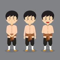 personaje de tailandia con varias expresiones. vector