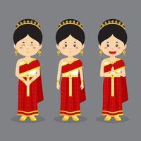 personaje de tailandia con varias expresiones. vector