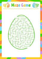 Color oval labyrinth. Kids worksheets. Activity page. Game puzzle for children. Egg, holiday, Easter. Maze conundrum. Vector illustration. With answer.