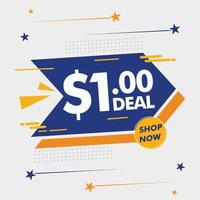 Dollar one only deal of the day banner template Vector