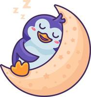 Penguin antarctic bird sleeping on moon vector