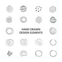 Vector grayscale modern set with hand drawn doodle abstract round design elements. Can be used as elements for design greeting cards, poster, card, packaging paper design