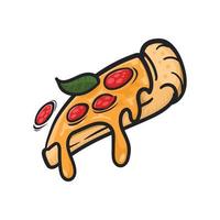 Pizza slice cartoon style, vector illustration