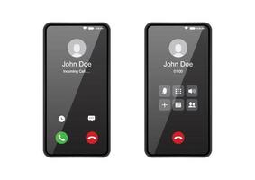 Phone call screen, incoming call interface, vector illustration