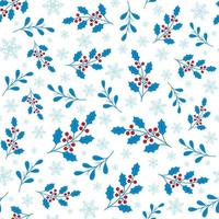 Winter Seamless Pattern with Holly Leaves vector