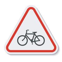 Señal de advertencia de tráfico de bicicletas aislado sobre fondo blanco ilustración vectorial. vector