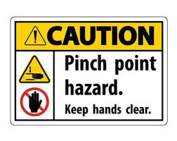 Caution Pinch Point Hazard,Keep Hands Clear Symbol Sign Isolate on White Background,Vector Illustration vector