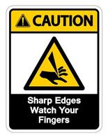 Caution Sharp Edges Watch Your Fingers Symbol Sign on white background vector