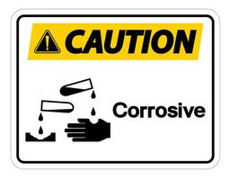 Caution Corrosive Symbol Sign on white background vector