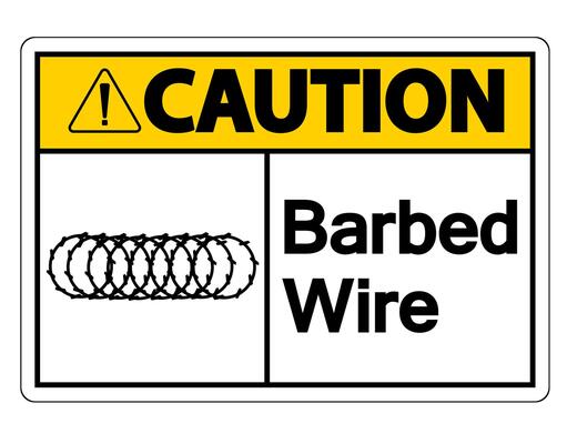 Caution Barbed Wire Symbol Sign On White Background,Vector Illustration