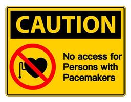 No Access For Persons With Pacemaker Symbol Sign On White Background vector