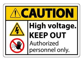 Caution High Voltage Keep Out Sign Isolate On White Background,Vector Illustration EPS.10 vector