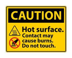 Caution Hot Surface Do Not Touch Symbol Sign Isolate on White Background,Vector Illustration vector