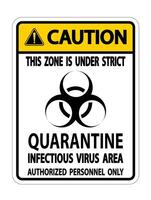 Caution Quarantine Infectious Virus Area Sign Isolate On White Background,Vector Illustration EPS.10 vector