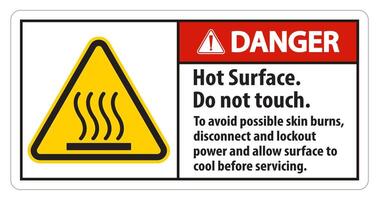 Hot Surface, Do Not Touch, To Avoid Possible Skin Burns, Disconnect And Lockout Power And Allow Surface To Cool Before Servicing Symbol Sign Isolate On White Background,Vector Illustration vector