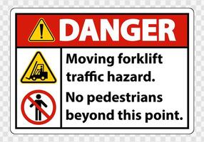 Moving forklift traffic hazard,No pedestrians beyond this point,Symbol Sign Isolate on transparent Background,Vector Illustration vector